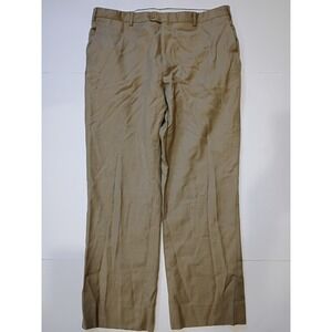 Santorini Romeo Pants 40x30 Brown 100% Wool Dress Slacks Flat Front Italian Made